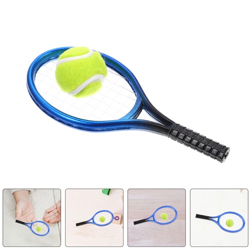 1 Set Dollhouse Mini Tennis Sports Set Mini Racket and Ball for Miniature - Picture 3 of 12