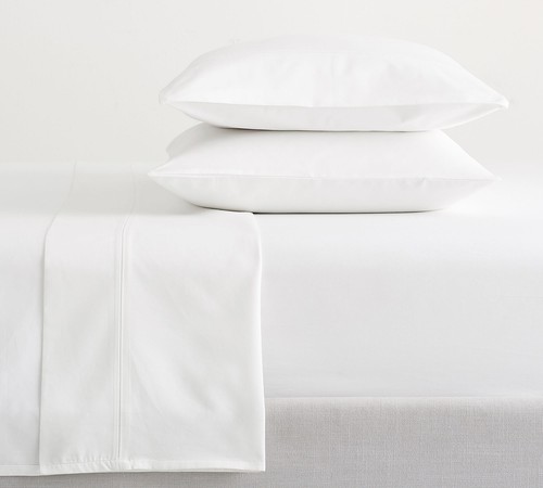 SET LENZUOLA raso 700 fili Pottery Barn, bianco taglia regina, con etichetta $ 249,00 - Foto 3 di 3