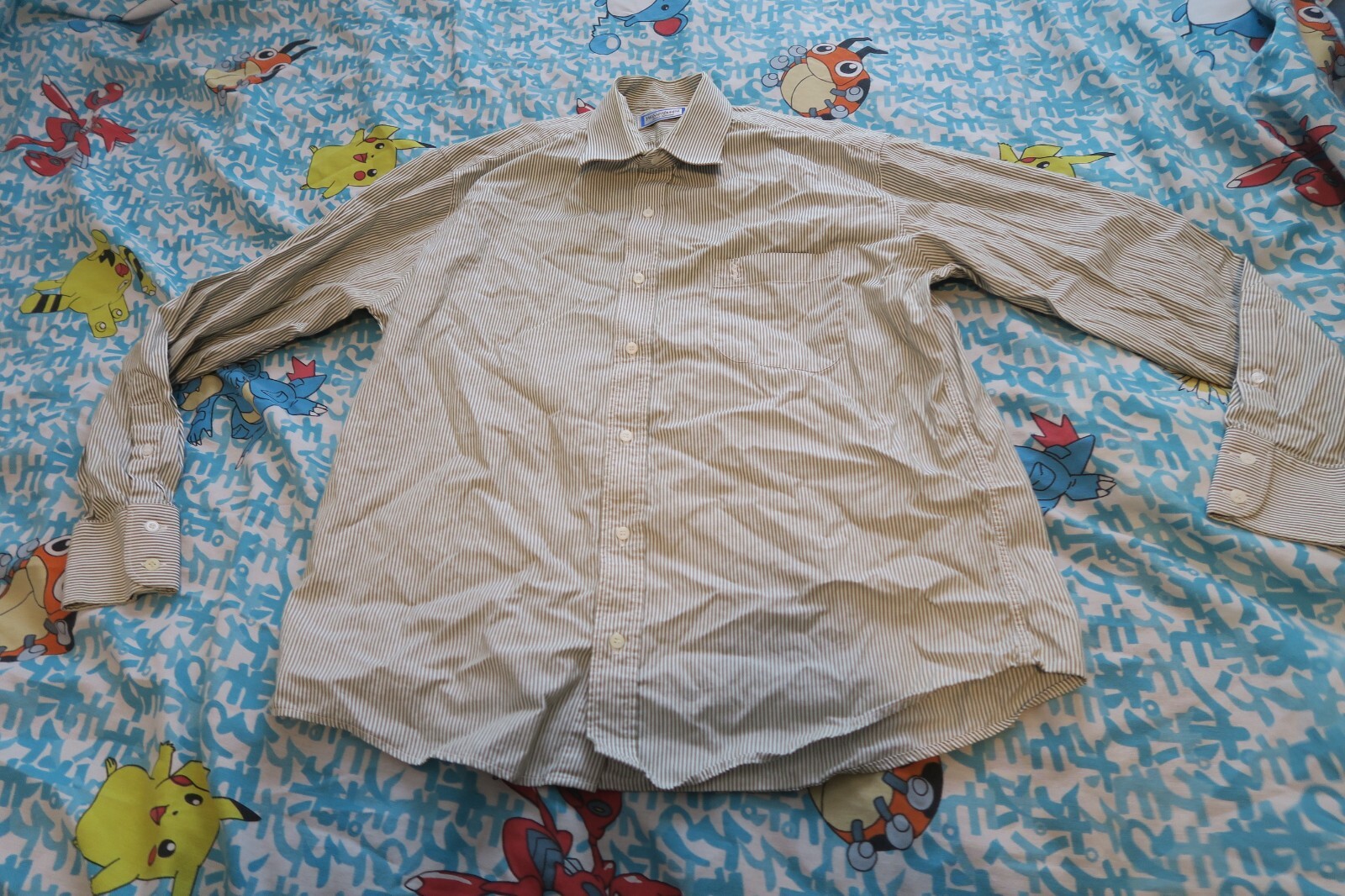 Camicia vintage da uomo verde a righe Yves Saint Laurent Pour Homme YSL taglia 41