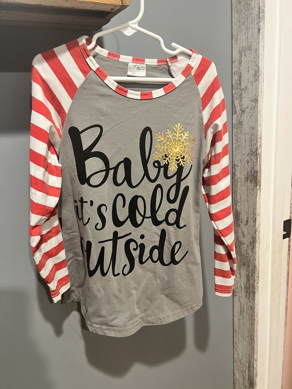 Girls Baby It’s Cold Outside Long Sleeve Shirt Size 7