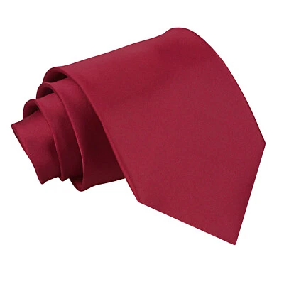 Burgundy Tie Satin Plain Solid Mens Classic Wedding Necktie by DQT