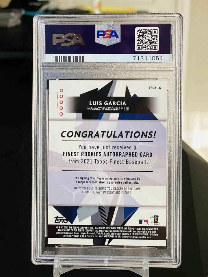 2021 Topps Finest Luis Garcia RC Auto Orange /25 Refractor PSA 9 POP 2 Variation - Image 2 of 2