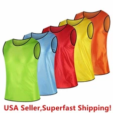 Pack of 6 & 12  Soccer jersey Bibs Adult Sports team Scrimmage Training Vests