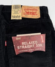 Vtg Levis 559 Corduroy Jeans Black Relaxed Fit Straight Red Tab Y2K 32x30 NWT