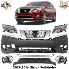 Front Bumper Cover Fascia & Grille Assembly Kit For 2013-2016 Nissan Pathfinder