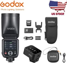US NEW Godox V100C TTL Li-ion Round Head On-Camera Flash 100Ws With X3-C Trigger
