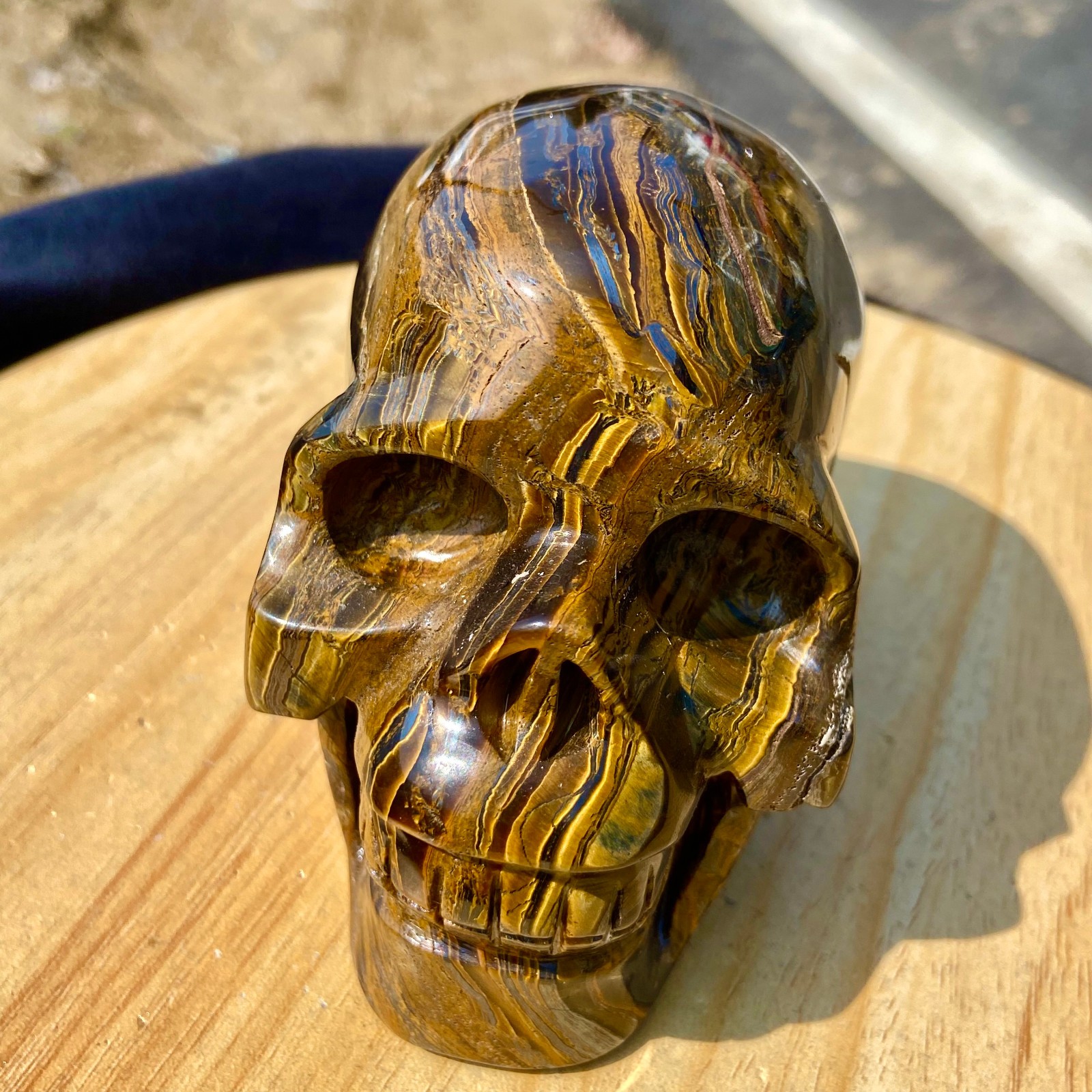 2.3LB Natural Tiger's Eye Quartz Skull, Fine Carving Crystal Healing Gift