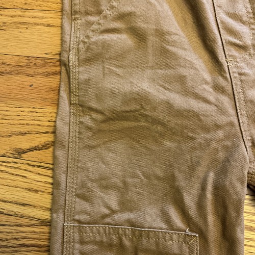 Carhartt Boys Bib Overall 4T Brown Carpenter Canvas Logo Double Knee Loose Fit - Picture 8 of 11