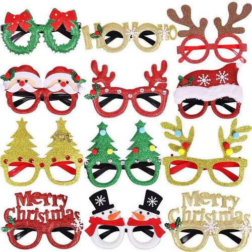 Cornici per occhiali di Natale, Occhiali da festa di natale cornici, Occhiali di Babbo Natale, Occhiali di Natale creativi, Per decorazioni di feste natalizie, feste di compleanno set da 6 pezzi