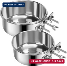 2 Pcs Stainless Steel Medium Dog Hanging Crate Bowl Set, 47  31 OZ  Non-Spill,