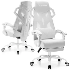  Gaming Chair, Computer Chair with Mesh Back, Ergonomic Game Chair Pure White