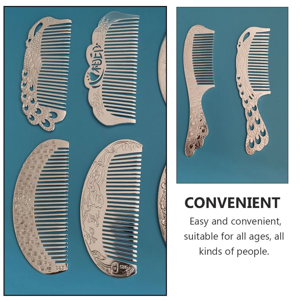 2 pcs hollow-out pettine pettine sanitario pratico (argento) - Immagine 3 di 4
