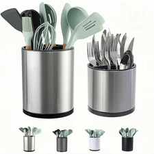 Utensil Holder,Extra Large Utensil Holder for Kitchen Counter, Silverware Organi