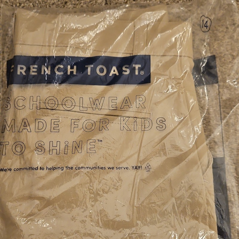 French Toast Boys School Uniform Pants Solid Beige Khaki Size 14 School Theme