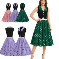 Women's Vintage Retro Cocktail Party 50s 60s Rockabilly Swing Sleeveless Dresses