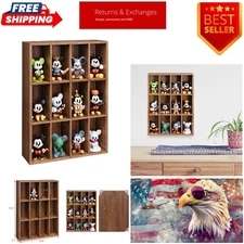Versatile Wall Shelf with 12 Compartments for Toys and Accessories - Brown Wood