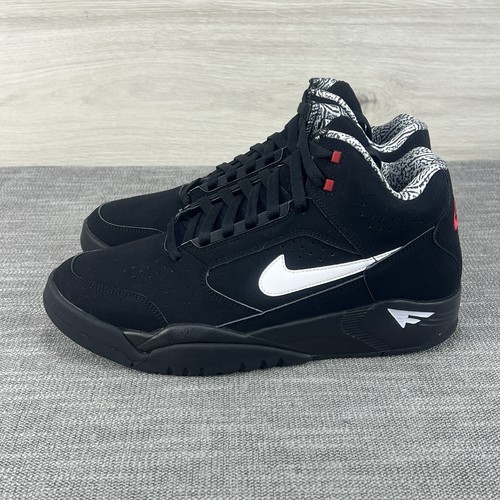 Nike Air Flight Lite Mid Black Red Basketball Shoes DQ7687-003 Men's Size 9.5 - Picture 2 of 9