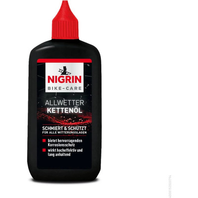 NIGRIN BIKE-CARE Allwetter-Kettenöl, 100 ml Flasche, Fahrradkettenöl, verringert