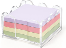 1Pc Scalloped Acrylic Sticky Note Holder, 3X3 Inch Clear Cute Notepad Holder Sti