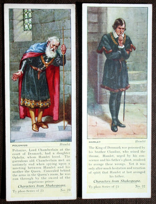 HAMLET Shakespeare 2 x Vintage 1937 Illustrierte Karten DF29MS