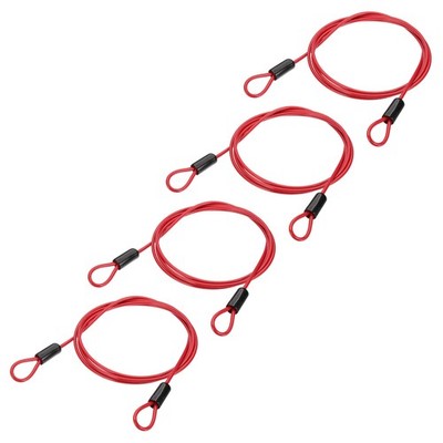 2 Stk 3/16'' Dia 7 ft (79'') Vinyl Edelstahlkabel mit Schlaufen, Rot für [Marke]