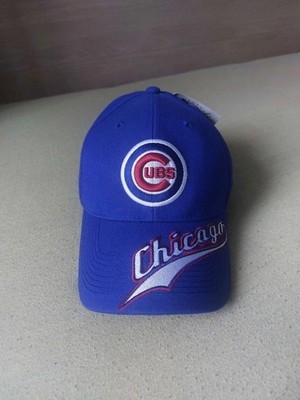Deadstock NWT Chicago Cubs Hat Drew Pearson 90s Snapback Script Brim Blue Vtg
