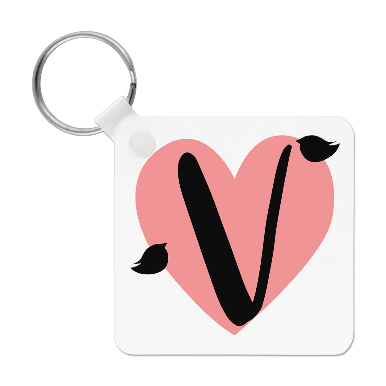 Letter V Heart Alphabet Keyring Key Chain - Valentines Day Love Girlfriend