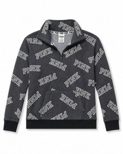 Victoria  s Secret PINK Logo Half Zip Pullover Women  s Small Charcoal Gray