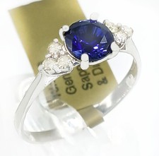 GENUINE 1.23 Cts BLUE SAPPHIRE & DIAMOND RING 10K SOLID GOLD - Free Appraisal