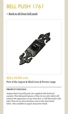 Kirkpatrick British Made 1761 Bell Push Black Antique Iron + Pewter