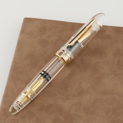 Majohn P140 Piston Fountain Pen NO.8 F/M Nib, Transparent Acrylic Writing Pen