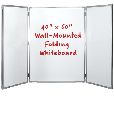 Excello 40'' x 60'' Wall-Mounted, Folding Whiteboard with Magnetic Surface and ...