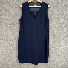 J. Crew Dress Women 8 Blue Shift Short V-Neck Sleeveless Zipper Casual Solid
