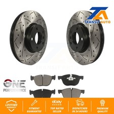 Front Coated Drilled Slotted Disc Brake Rotors And Ceramic Pad Kit For BMW X5 X6