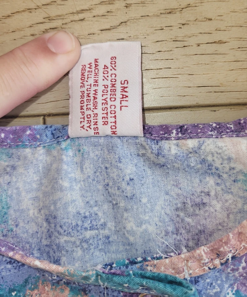 Midline Scrub Top Shirt Size S Small Short Sleeve Pockets Snap Cotton Blend - Image 3 of 4