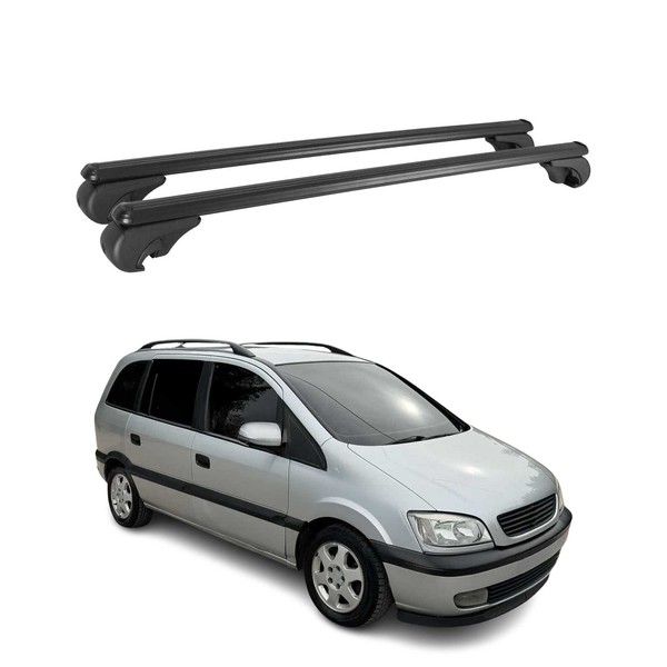 DachträGer FüR Opel Zafira 1999-2005 GepäCkträGer GrundträGer Alu Schwarz 2X-image
