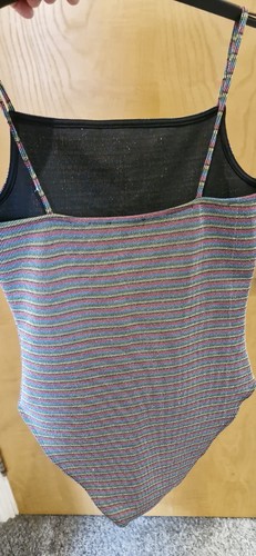 Topshop Bodysuit Size 10 Nwot Multi Stripe Glitter - Picture 4 of 4