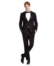 Kenneth Cole Mens Slim fit 2 Piece Tuxedo Suit 37 R / 30 Waist Black Solid