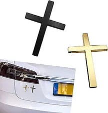 2 PCS Metal Cross Badge Stickers, Alloy Auto Emblem Decals Color: Black Gold
