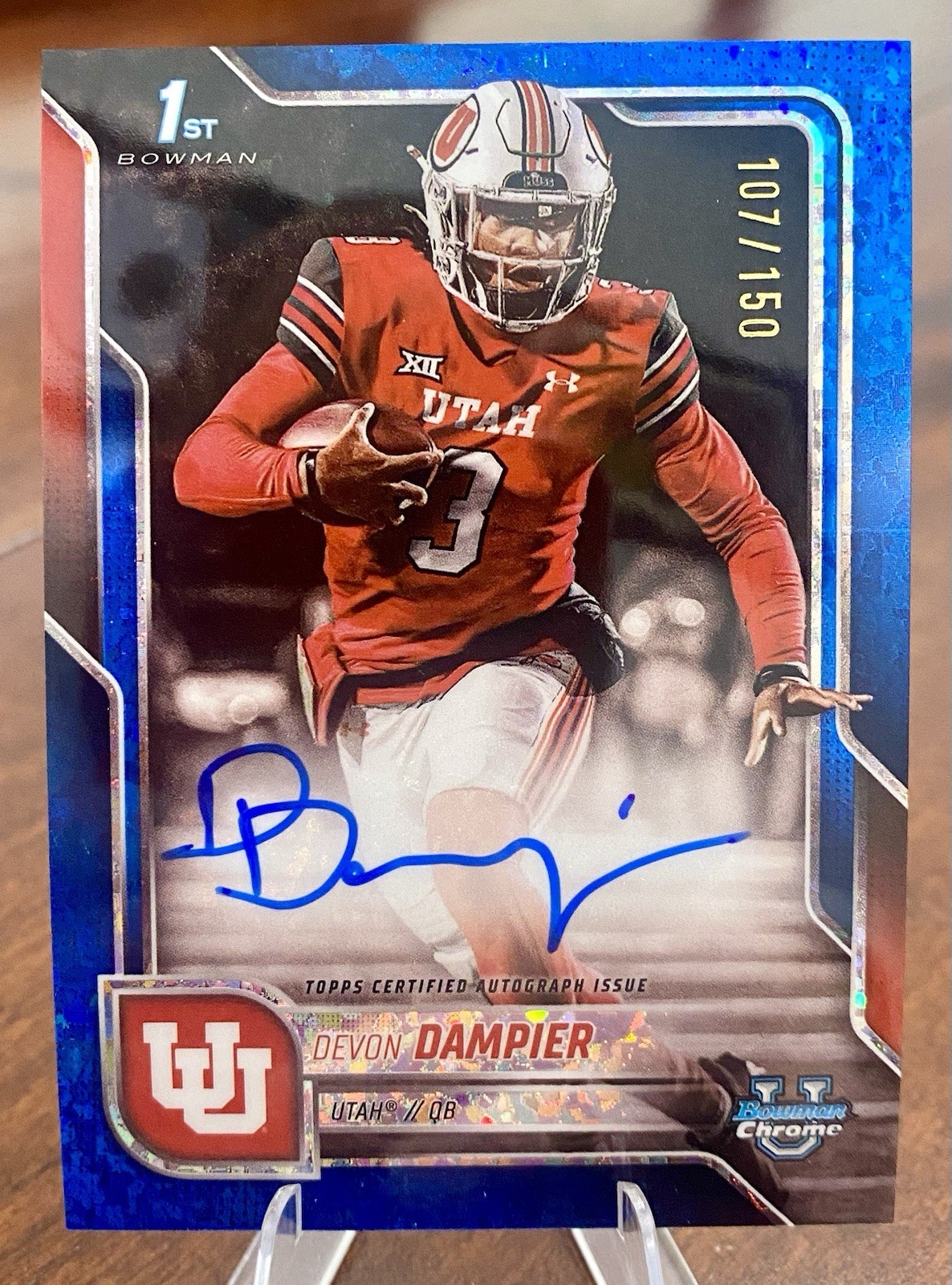 DEVON DAMPIER 2025 Bowman University Chrome #BCA-DDA True Blue Auto #/150