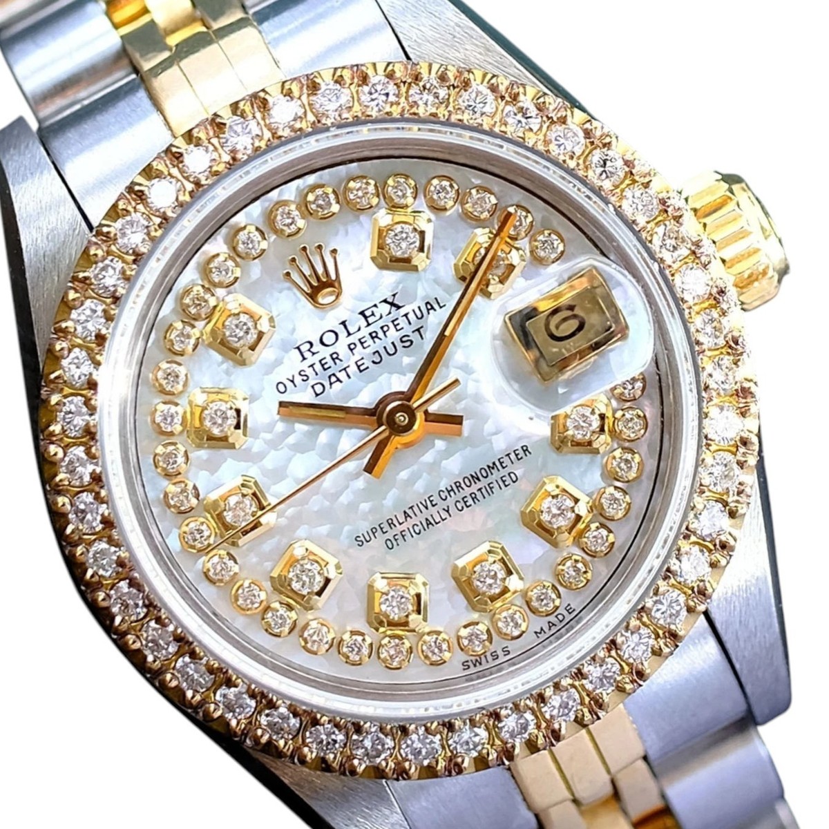 ROLEX 空箱 69173 05/19/2026 Rolex Datejust 69173 26mm White MOP Diamond Dial 18KY Gold Steel