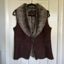 Rocha John Rocha Gilet Mongolian Afghan Coat Fur Suede Style Jacket Size 12