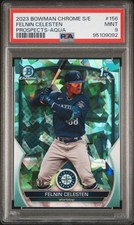2023 BOWMAN CHROME SAPPHIRE ED PROSPECTS AQUA #156 FELNIN CELESTEN 16/99 PSA 9