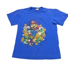 Nintendo Super Mario Shirt Youth Medium Blue Graphic Tee T-Shirt 2007 Video Game
