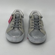 Women's Preowned Sequin Silver Bling Sparkle Sneakers Lace Up Shoes Size 6 EUC