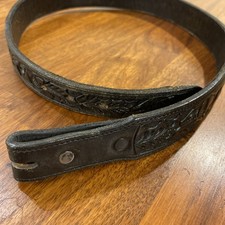 Vintage Western VOGT Black Leather Tooled Acorns Oak Belt Size 28