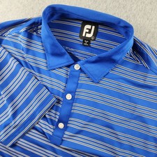 FootJoy FJ Polo Shirt Men's L Blue Striped Golf Short Sleeve Performance Stretch