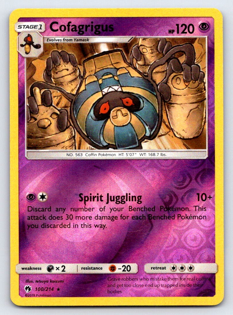 Cofagrigus 100/214 Rare Lost Thunder Pokemon Reverse Holo Lightly Played