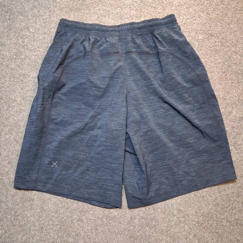 Pantalones Cortos Lululemon Hombre Medianos Poli Elastano Jaspeado Cordones Forrados - Imagen 7 de 8
