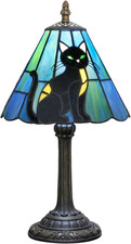 Tiffany Lamp Stained Glass Table Lamp 8X8X14 Inches Black Cat Style Living Room